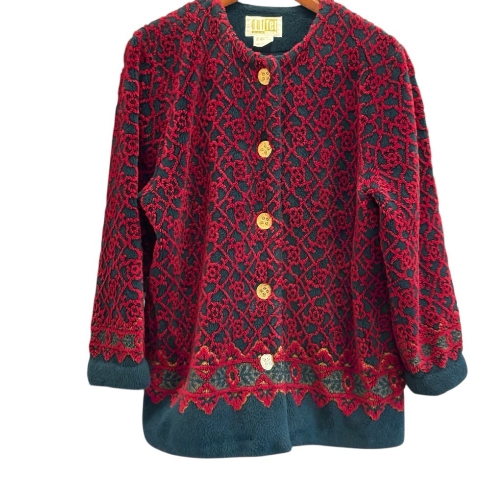 Duffel Outdoor Vintage Sweater Large Gold Buttons Cottagecore Knit Tapestry